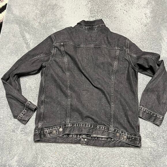 Levi’s Jean Jacket Womens XL Faded Black Button Western Trucker Coat - Picture 3 of 8